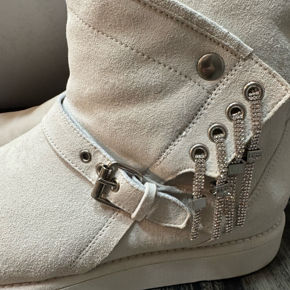 UGG Women's Karisa Everlasting Swarovski Glitter Charm Boots In White Size 10 - Picture 7 of 16